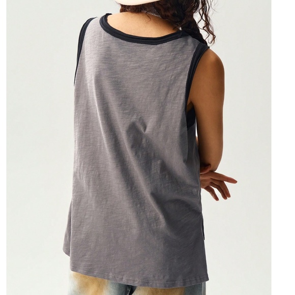 Boho Color block Floral print Peace Patchwork Tank Top - Picture 4 of 4